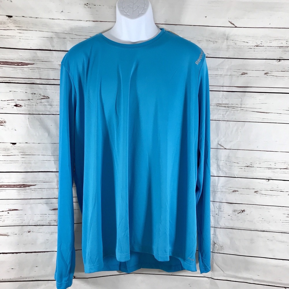 Reebok Crossfit Mens Long Sleeve Shirt Quick Dry Blue 2XL New